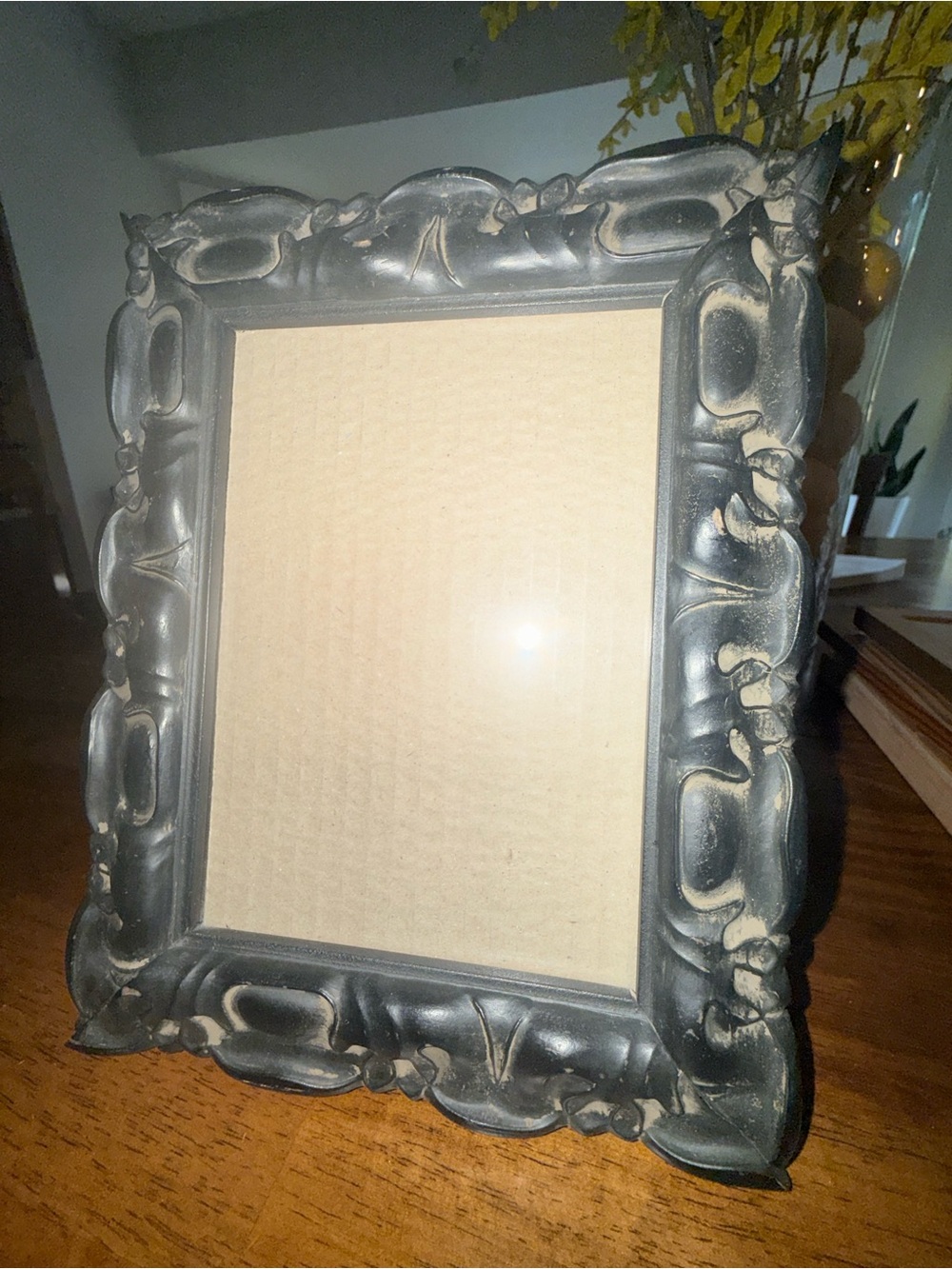 Intricate Ornate Black Picture Frame Standing or Hanging 5x7